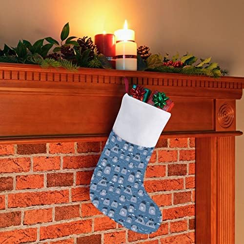 Цртани филмови Божиќно порибување Божиќно дрво камин виси чорапи со кратка кадифен манжетна за украсување за домашна забава