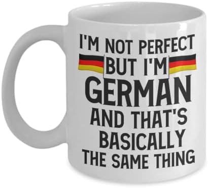 Смешен германски подарок | Јас не сум совршен, но јас сум германска кригла за кафе | Идеја за подароци за германски мажи и жени